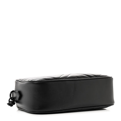 Gucci Calfskin Matelasse Monochrome Small GG Marmont Chain Shoulder Bag Black 4 of 10