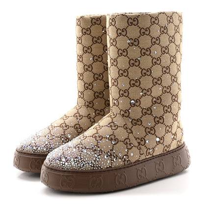 Gucci Monogram GG Strass Thermal Bootie 38.5 Camel Ebony 4 of 10