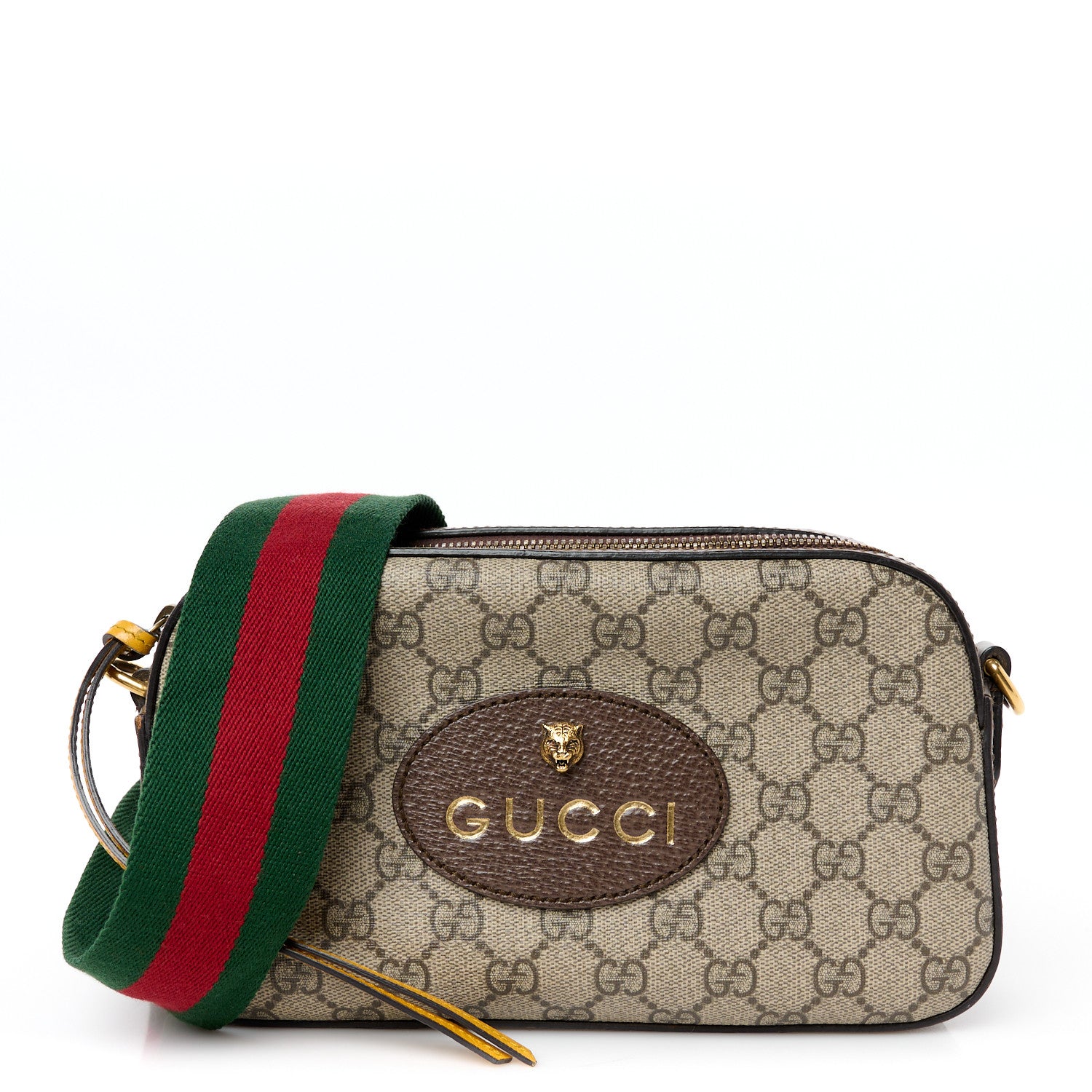 Gucci GG Supreme Monogram Web Neo Vintage Shoulder Bag Beige New Acero Crop 1 of 12