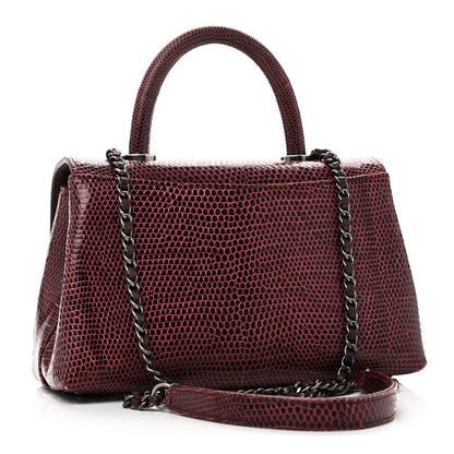 Chanel Lizard Mini Coco Handle Flap Burgundy 3 of 10
