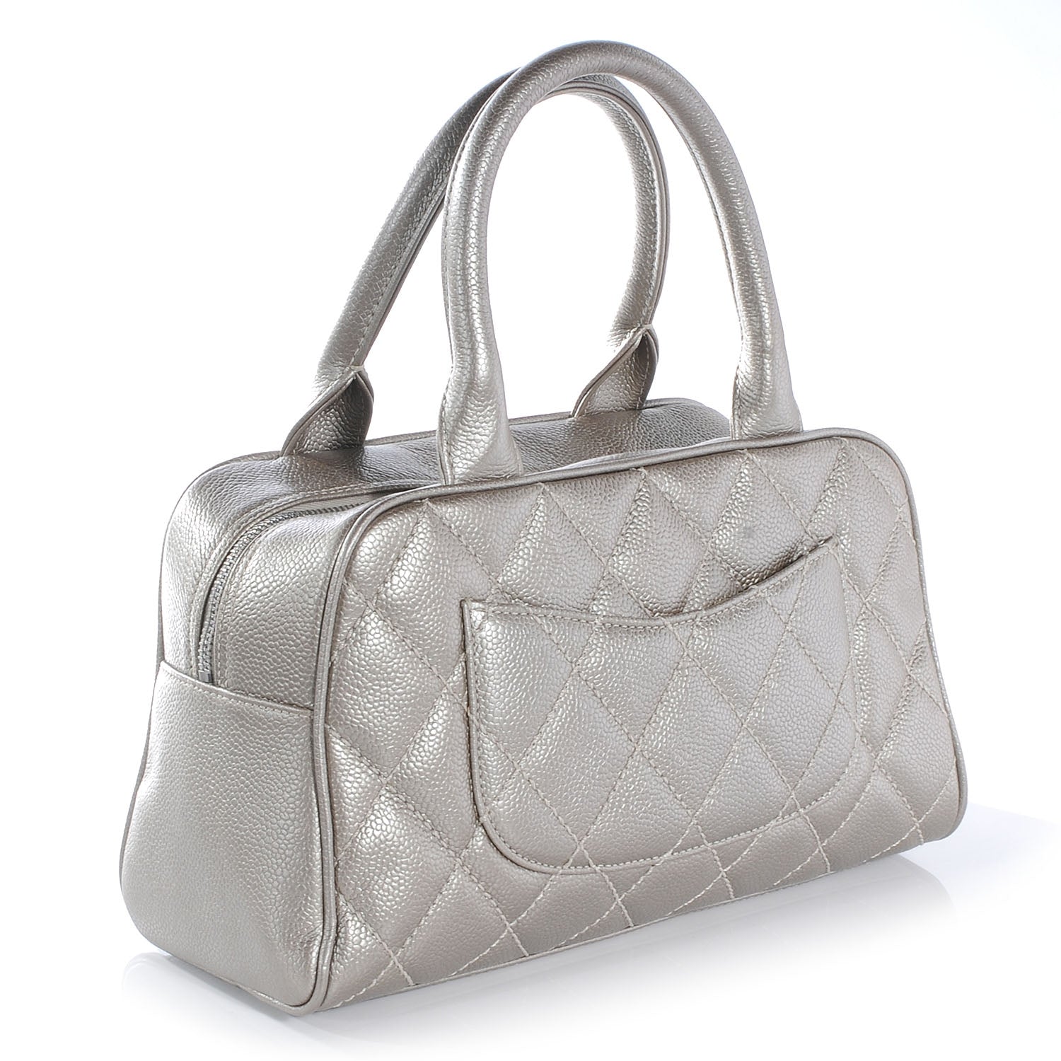 Chanel Caviar Quilted Small Bowler w Tassel Silver 3 of 7