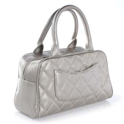 Chanel Caviar Quilted Small Bowler w Tassel Silver 3 of 7
