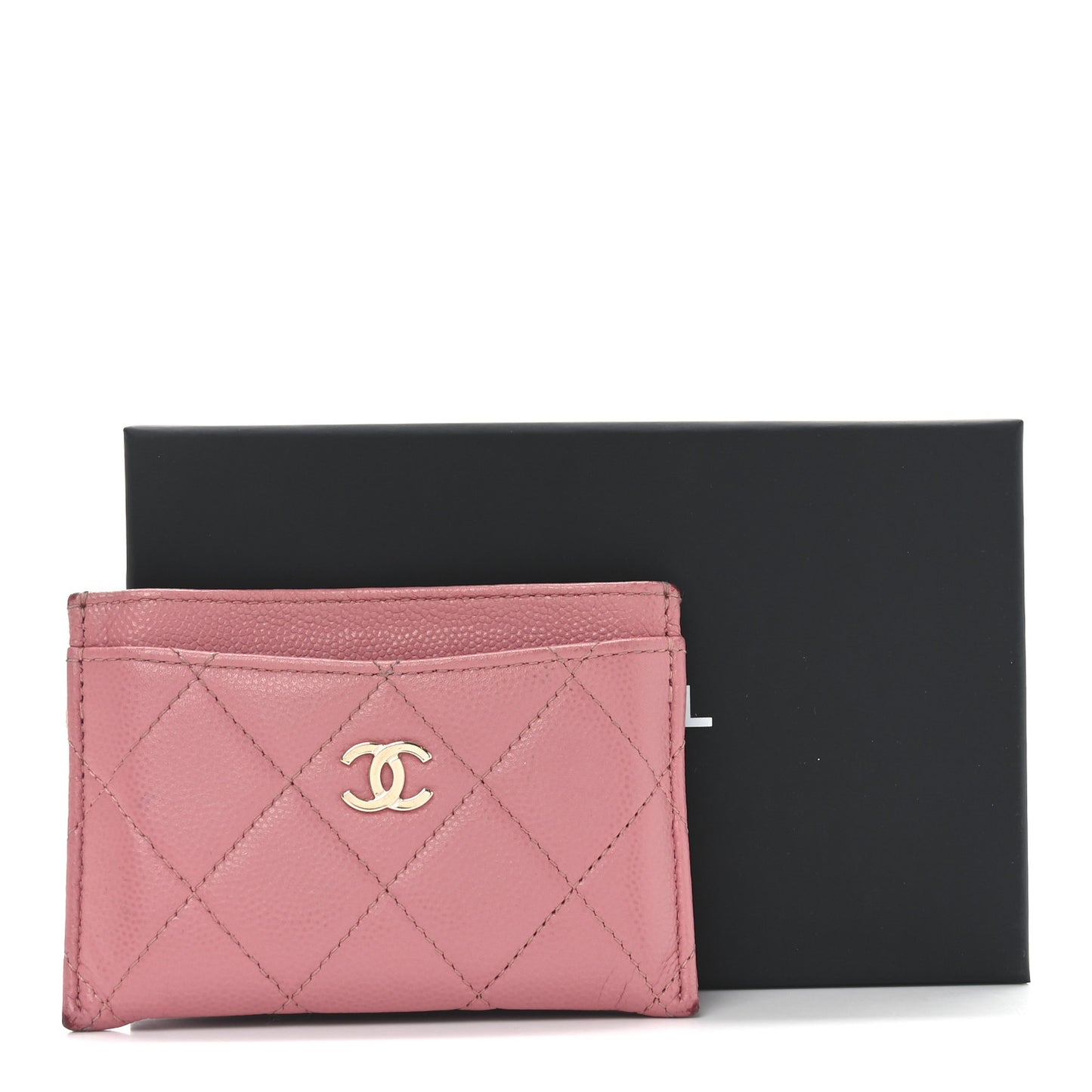 Caviar Quilted Card Holder Pink