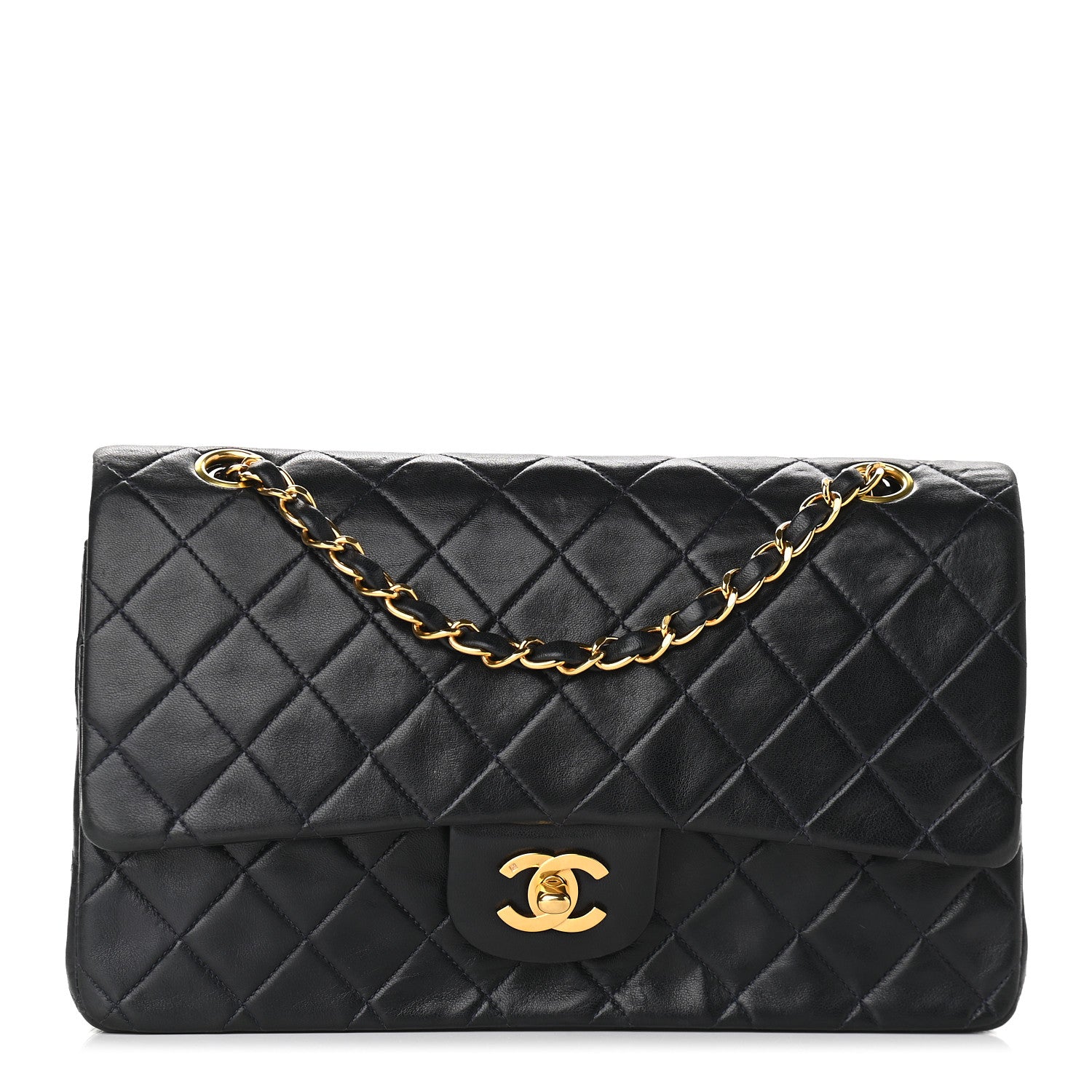 Chanel Lambskin Quilted Medium Double Flap Navy 1 of 15