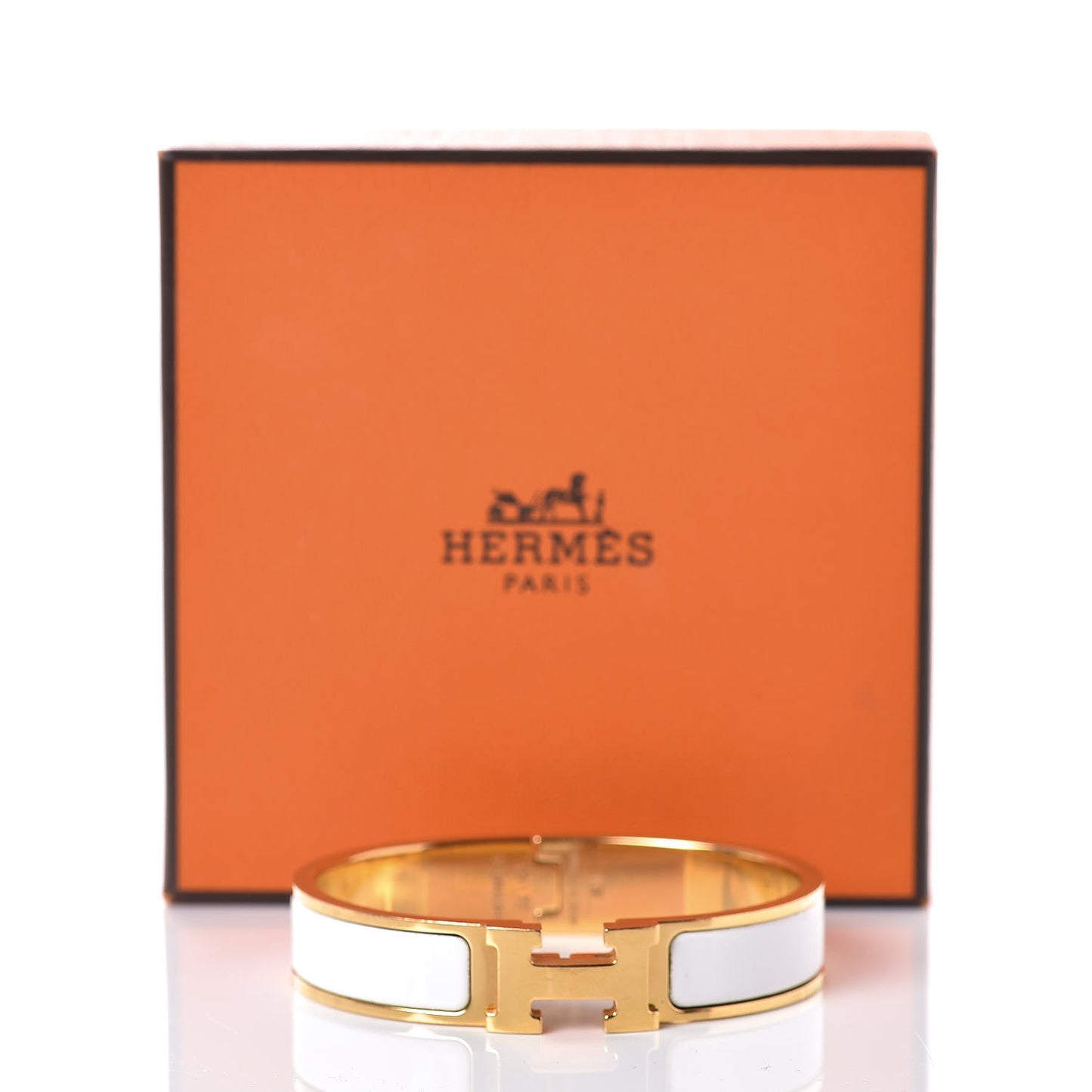 Enamel Narrow Clic Clac H Bracelet PM White
