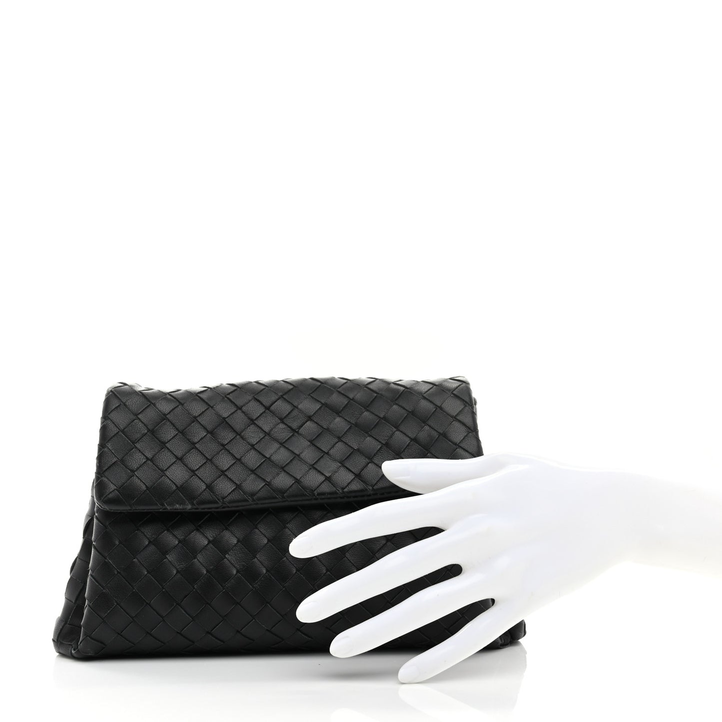 Nappa Intrecciato Flap Clutch Black
