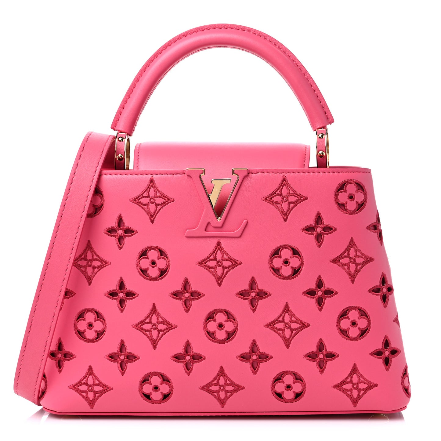 Calfskin LV Broderie Anglaise Capucines BB Pink
