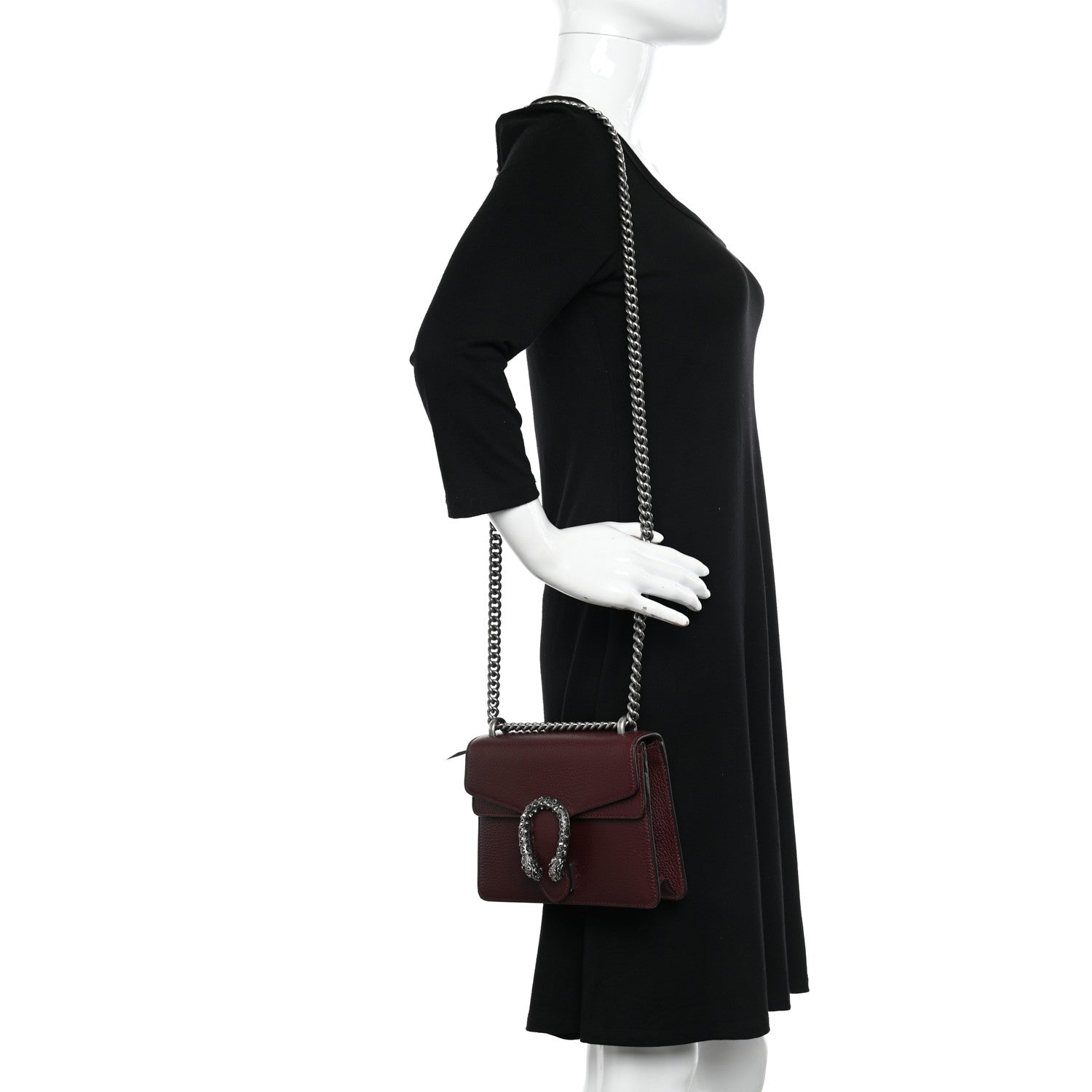 Gucci Dollar Calfskin Crystal Mini Dionysus Shoulder Bag Vintage Bordeaux 2 of 11