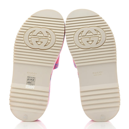 Gucci GG Supreme Joy Monogram Angelina Platform Slide Sandals 35.5 Fuxia Blue 5 of 9