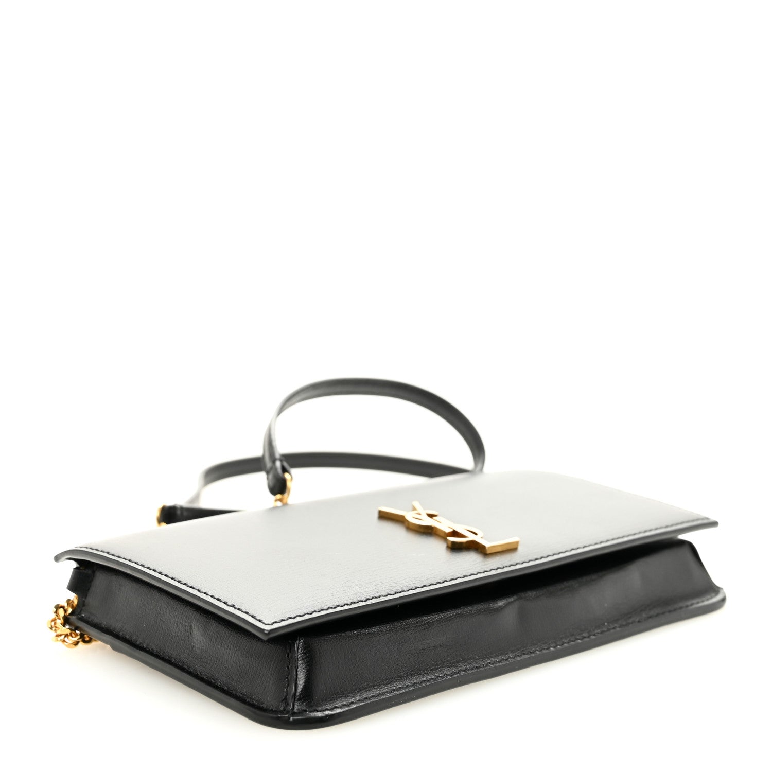 Saint Laurent Grained Calfskin Monogram Phone Holder Crossbody Black 4 of 10