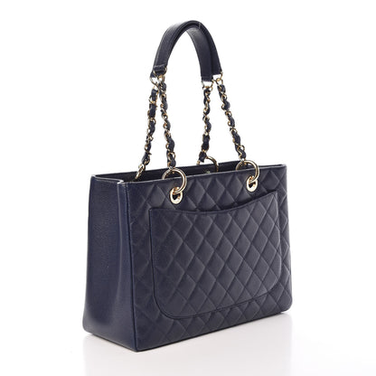 Chanel Caviar Quilted Grand Shopping Tote GST Dark Navy Blue 3 of 10