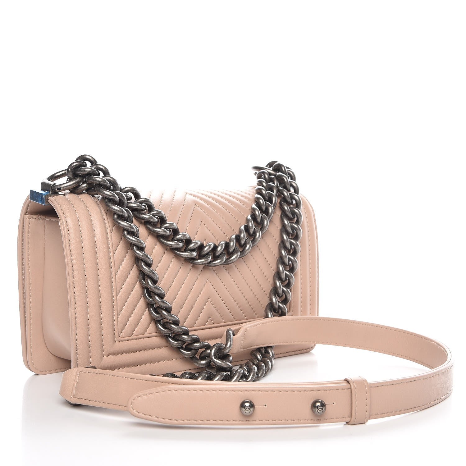 Chanel Calfskin Chevron Quilted Small Boy Flap Beige 3 of 7