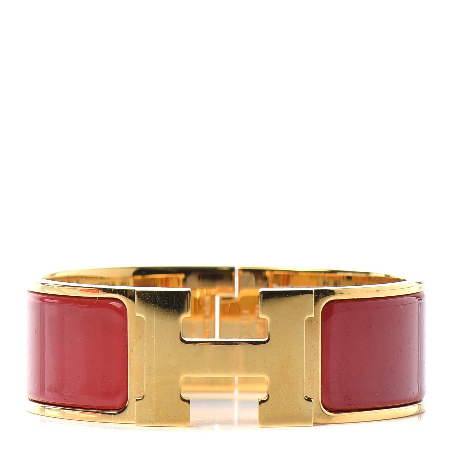Hermes Enamel Wide Clic Clac H Bracelet PM Rouge 1 of 6