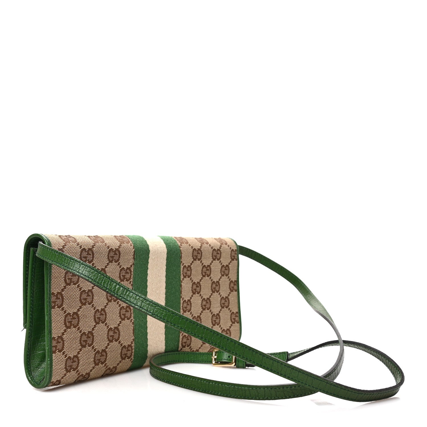 Gucci Monogram Bamboo Web Clutch Green 2 of 7
