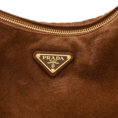 Prada Scamosciato Suede Large Aimee Shoulder Bag Cacao 8 of 10