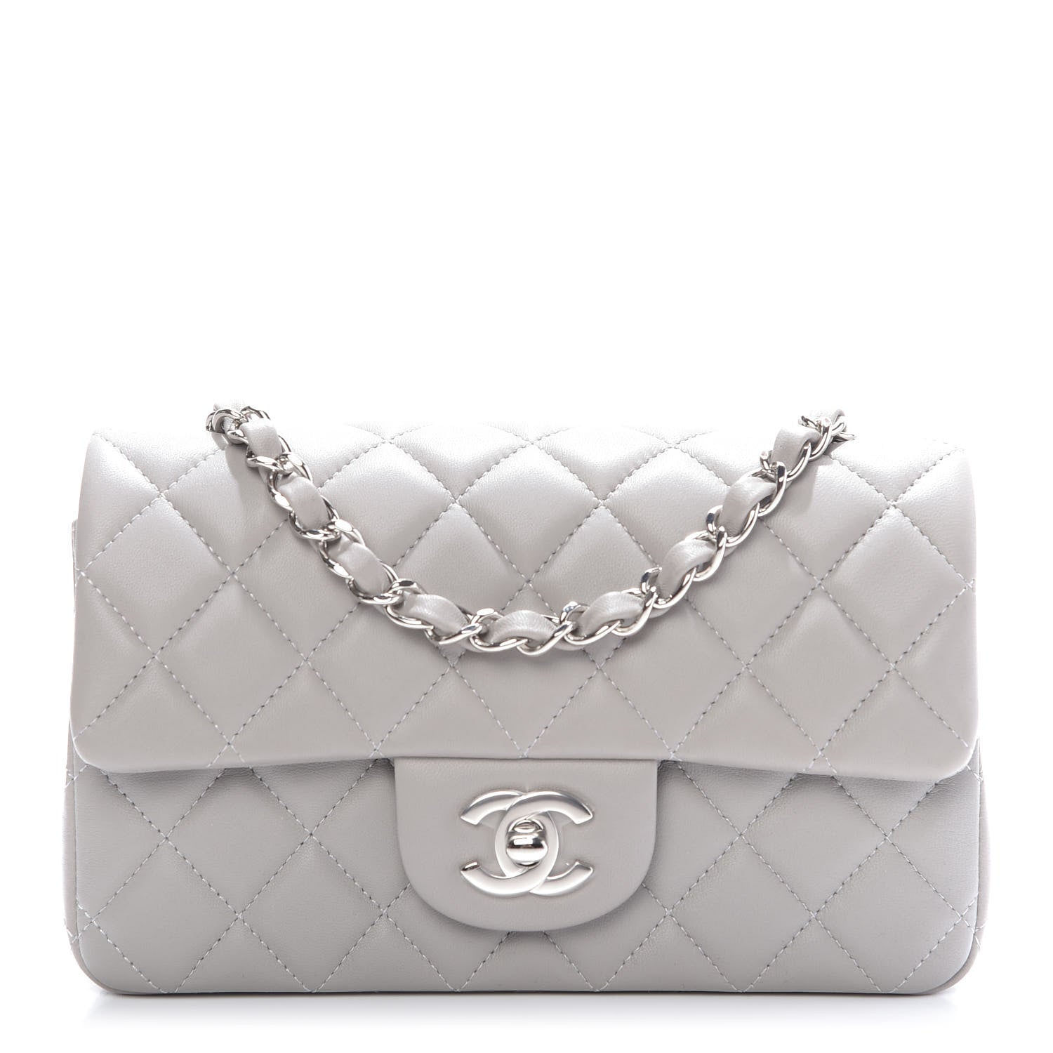 Chanel Lambskin Quilted Mini Rectangular Flap Grey 1 of 10