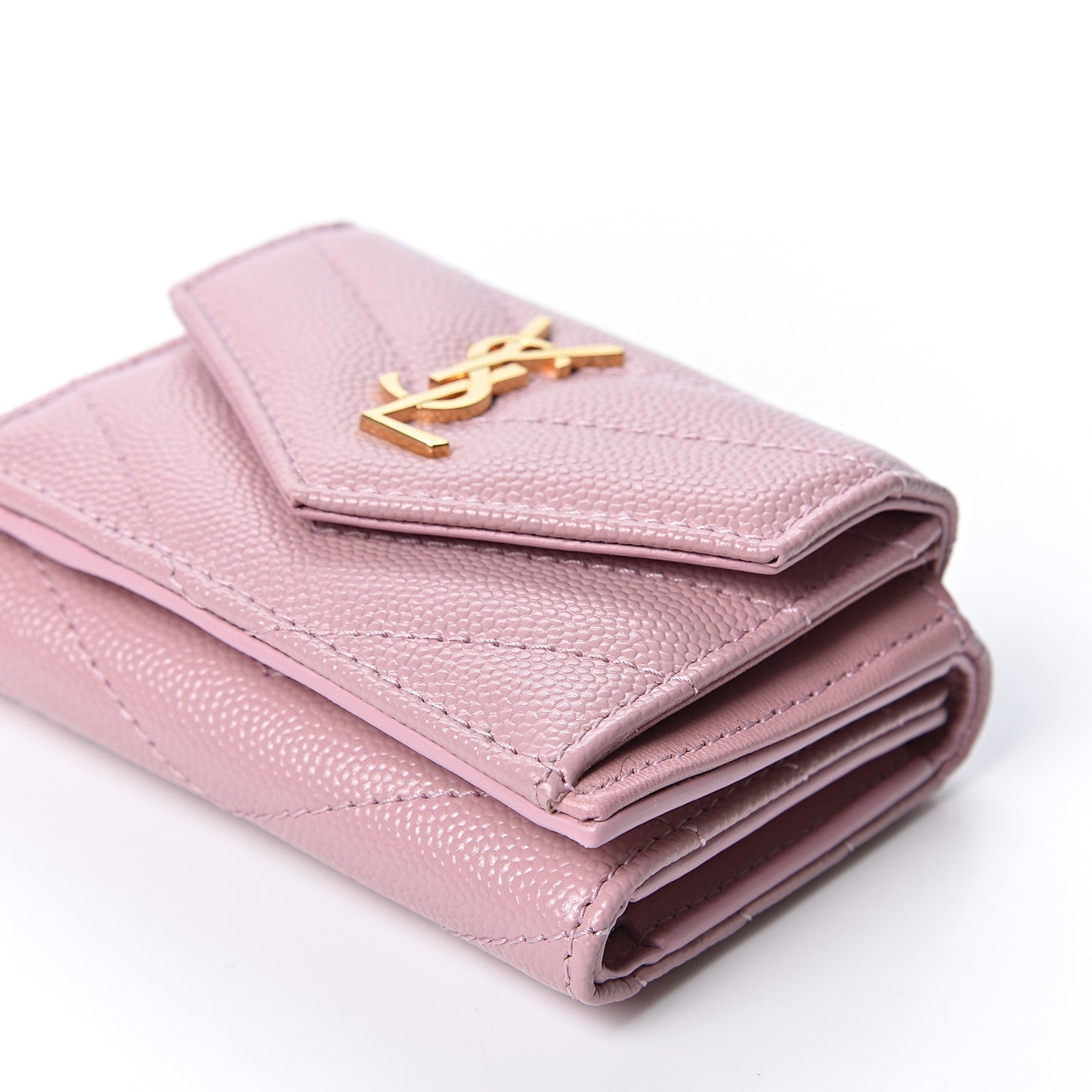 Grain De Poudre Matelasse Chevron Monogram Tiny Wallet Tender Pink