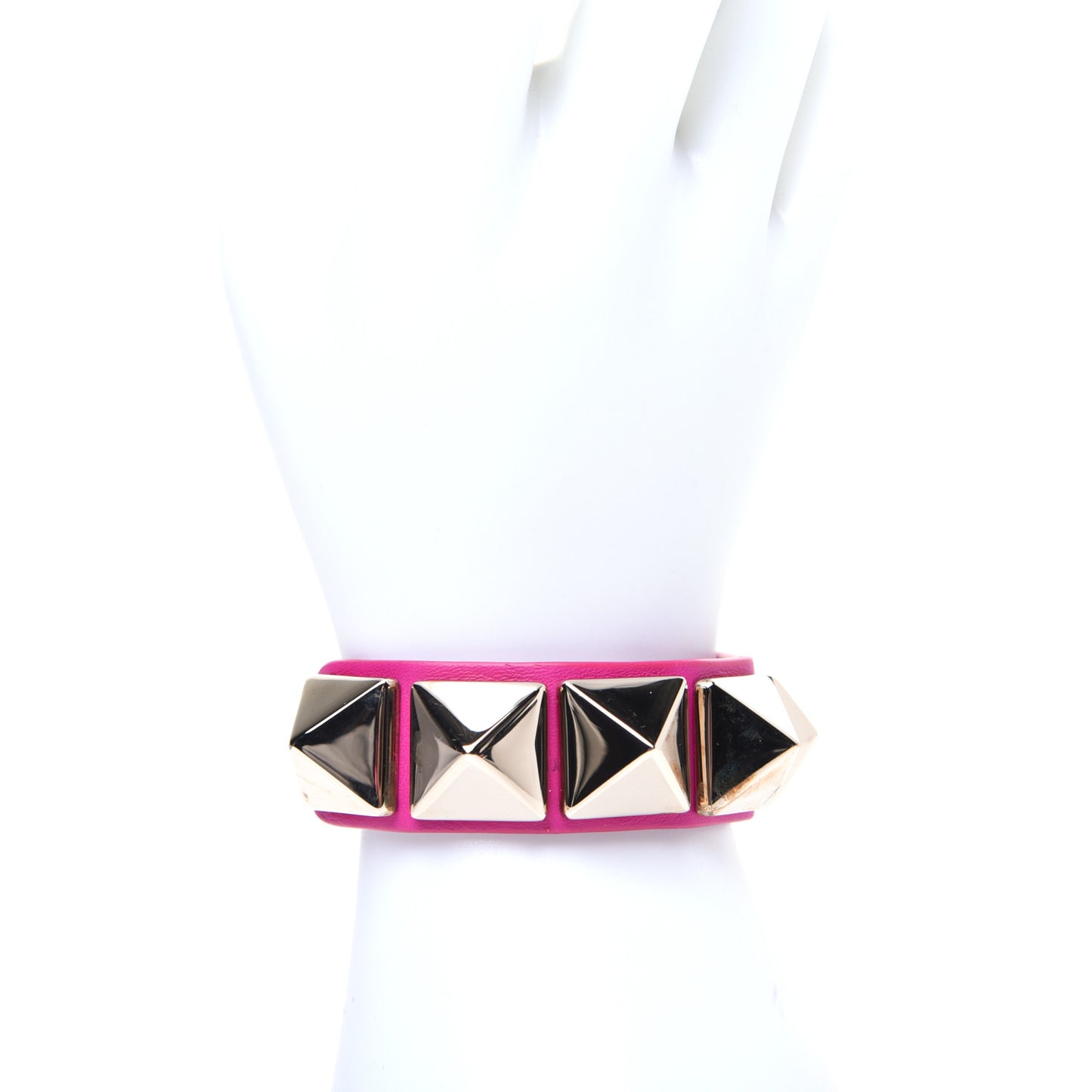Calfskin Macro Rockstud Bracelet Pink