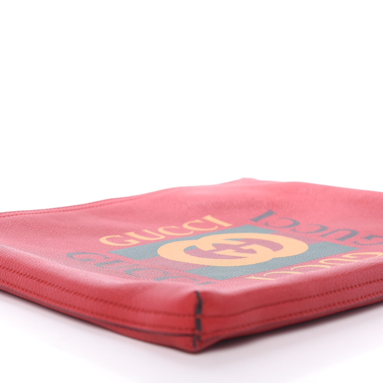Gucci Pebbled Calfskin Medium Logo Portfolio Clutch Hibiscus Red 5 of 9