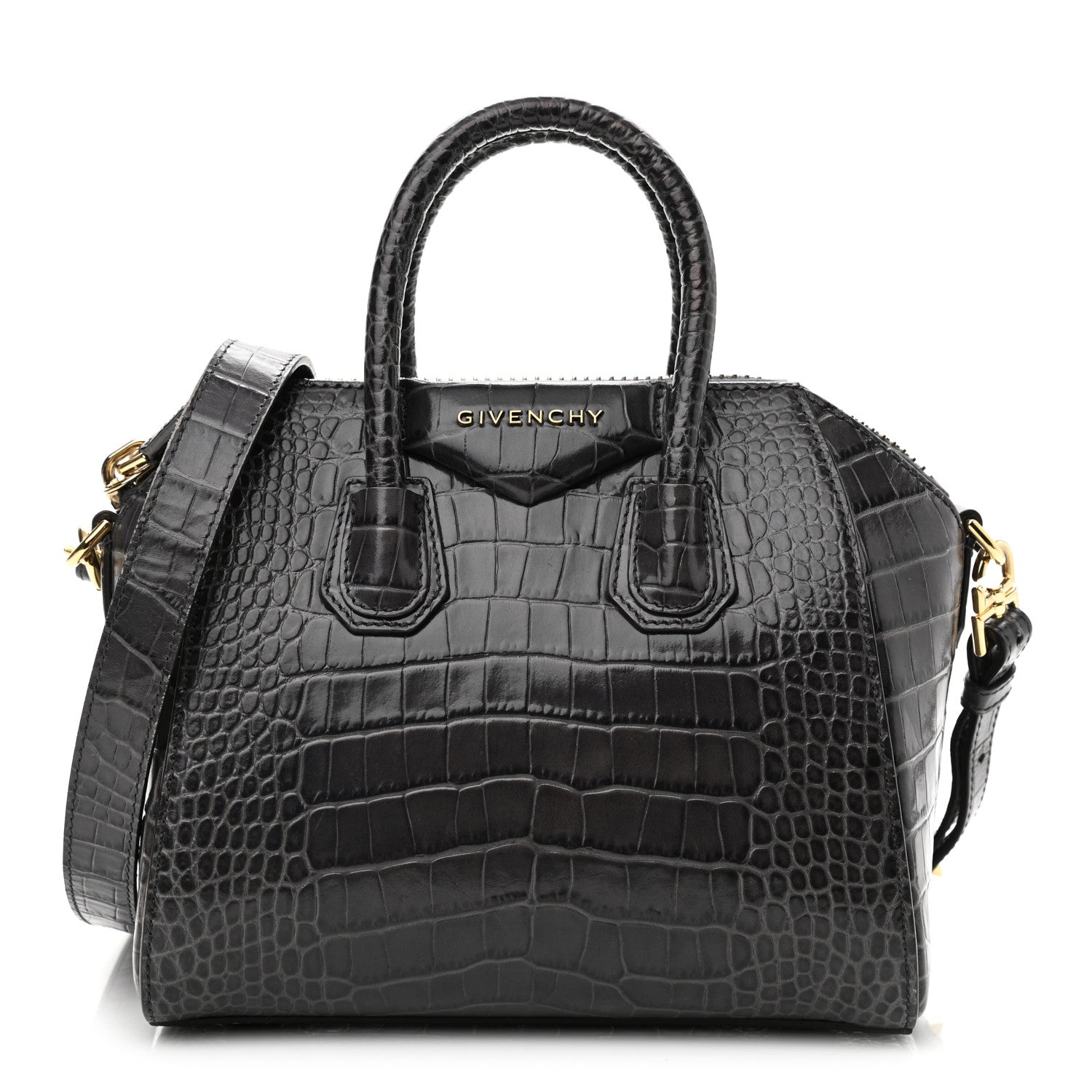 Givenchy Calfskin Crocodile Embossed Mini Antigona Storm Grey 1 of 12