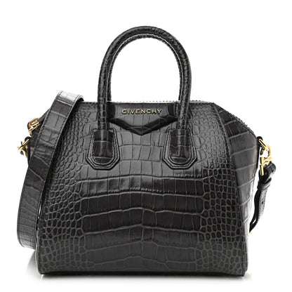Givenchy Calfskin Crocodile Embossed Mini Antigona Storm Grey 1 of 12