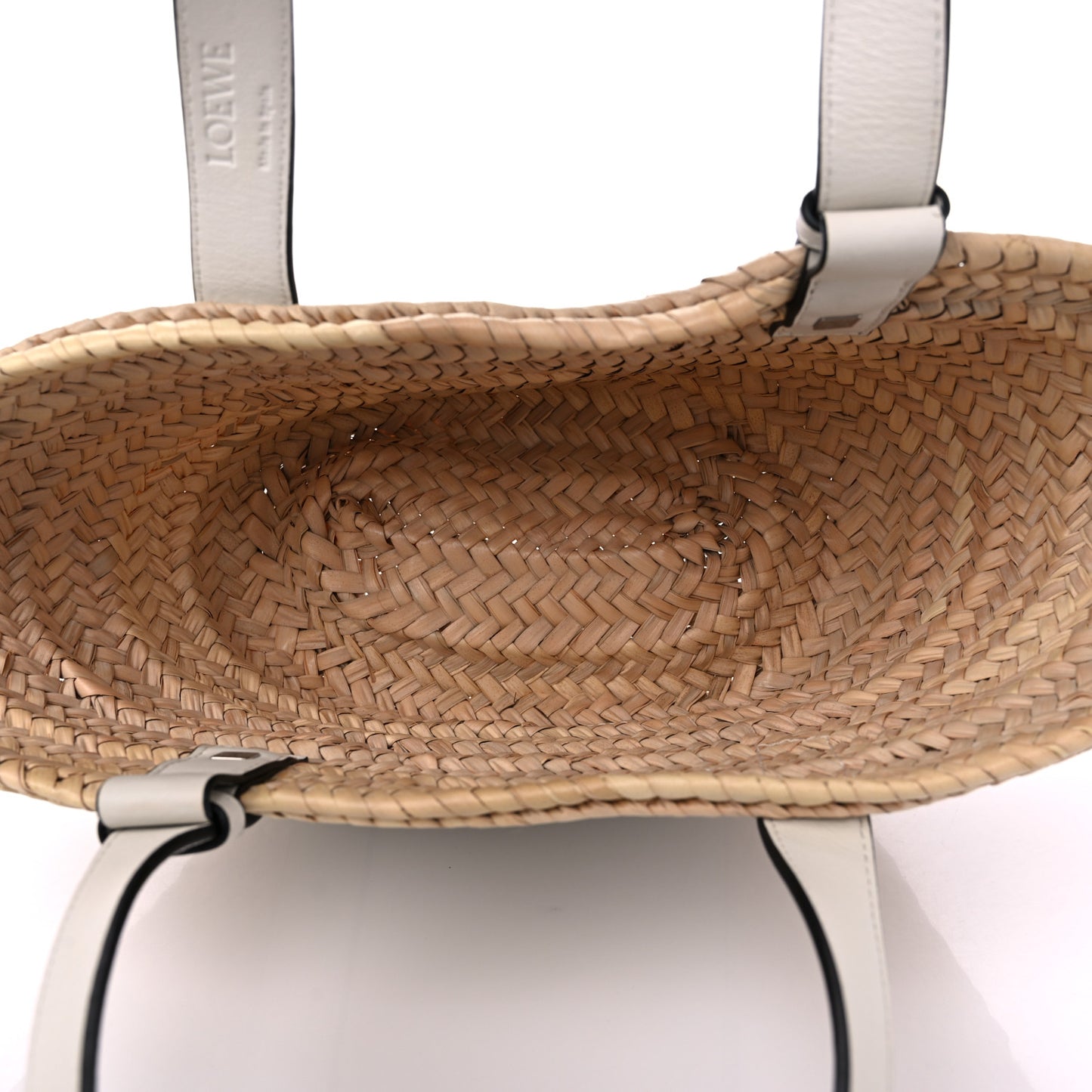 Raffia Small Basket Tote Bag Natural White