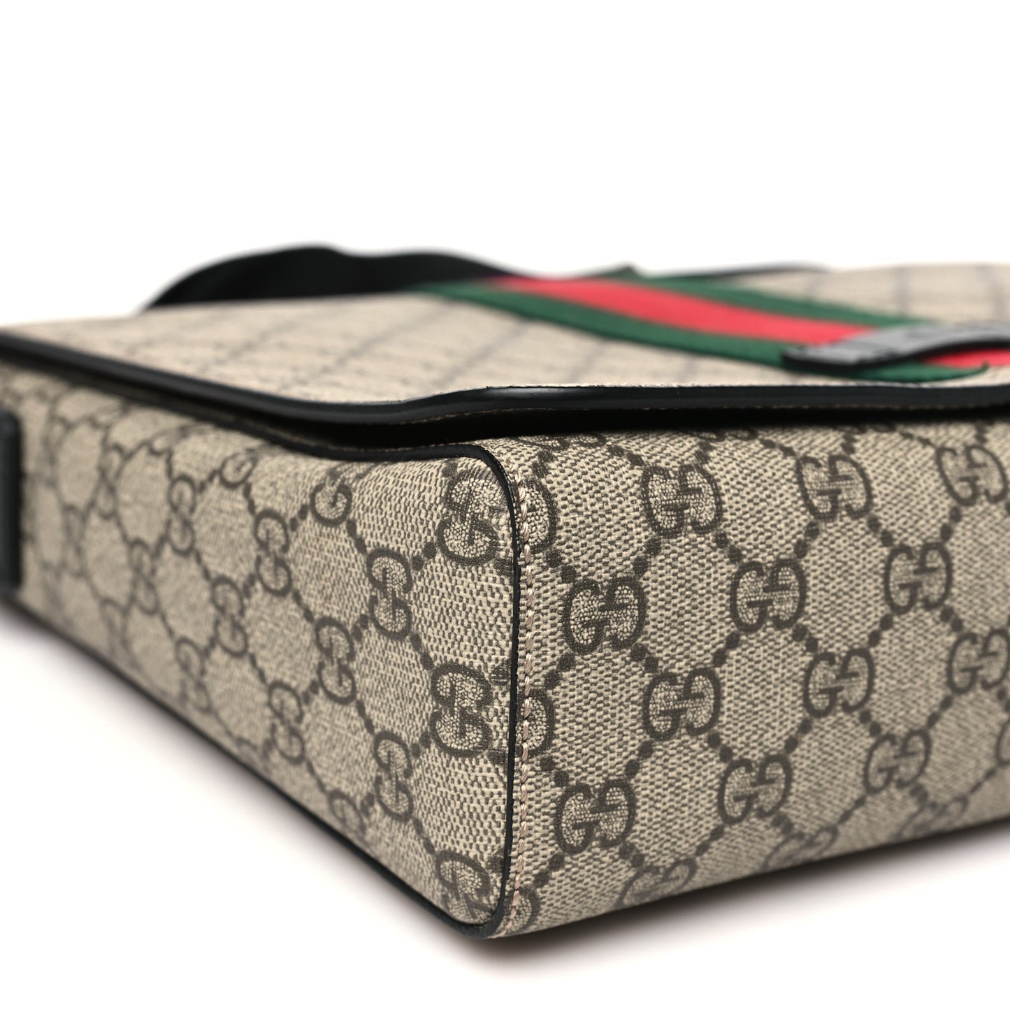 GG Supreme Monogram Web Flap Messenger Bag Black