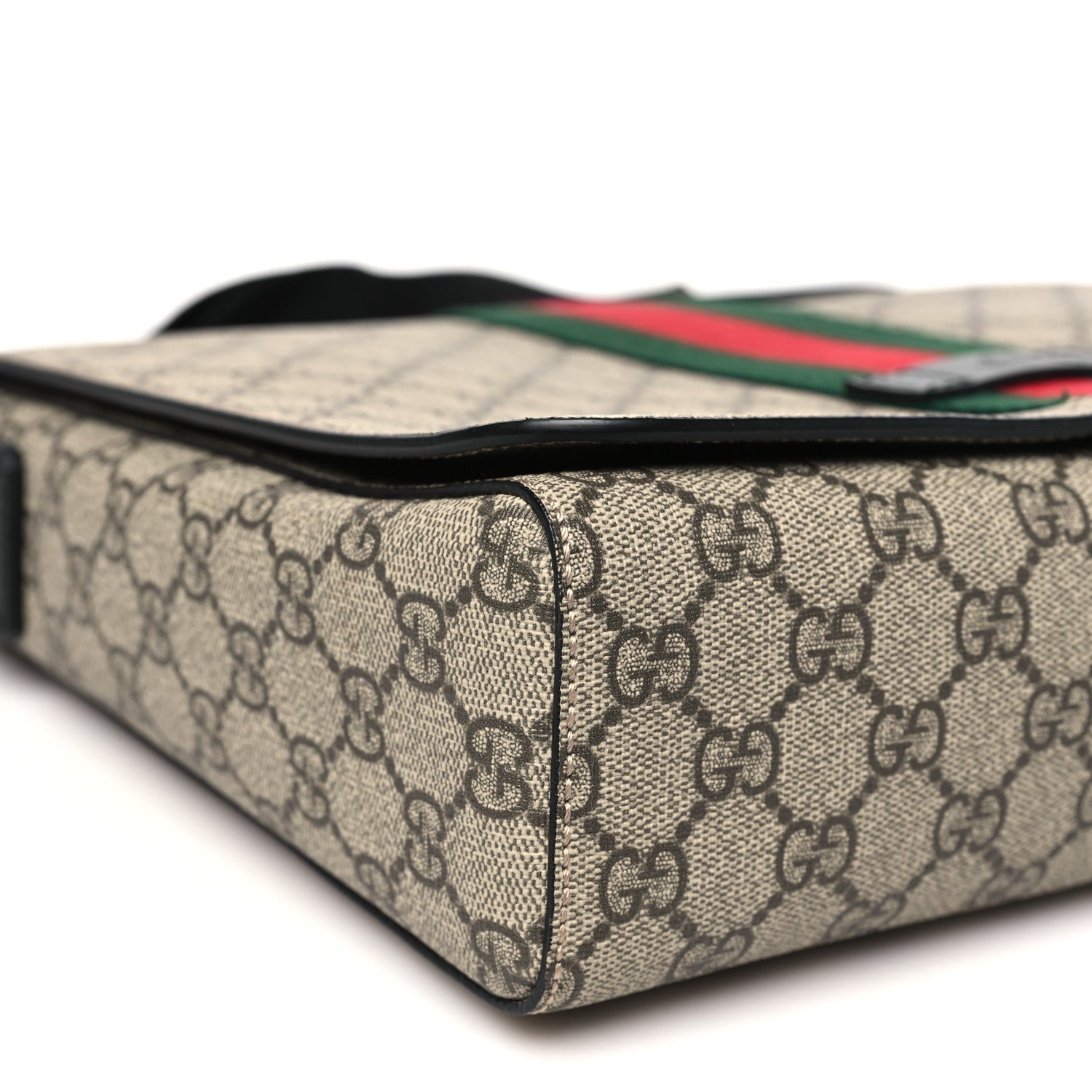 Gucci GG Supreme Monogram Web Flap Messenger Bag Black 9 of 10