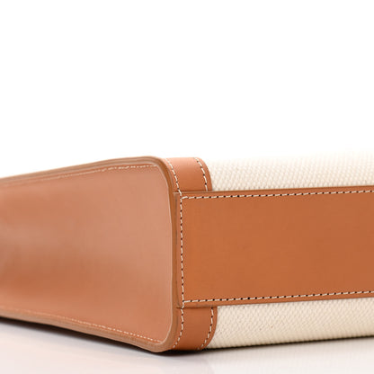 Celine Canvas Calfskin Logo Print Small Vertical Cabas Natural Tan 9 of 10