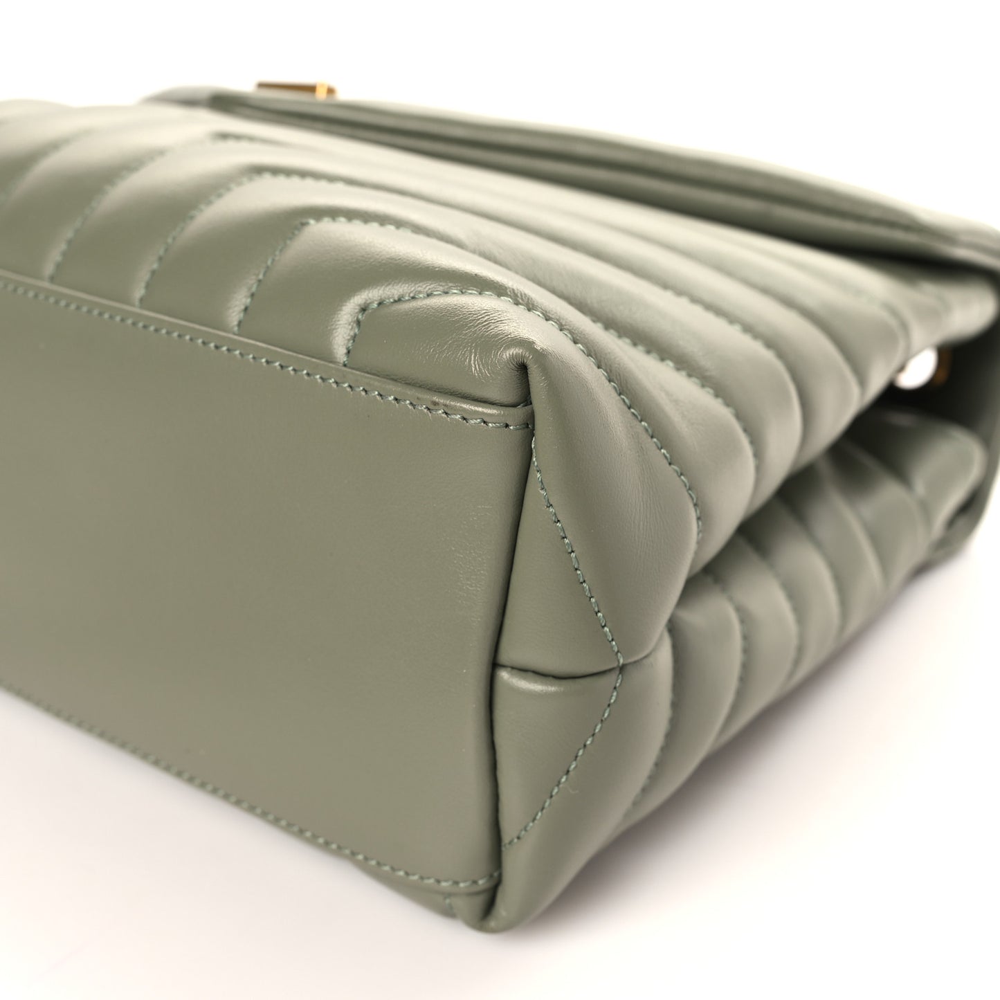 Calfskin Y Quilted Monogram Medium Loulou Chain Satchel Light Sage