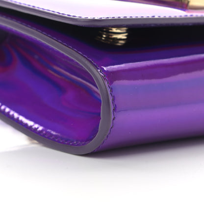 Dolce & Gabbana Holographic Patent Calfskin Strobo 3.5 Clutch Viola Medio 8 of 12