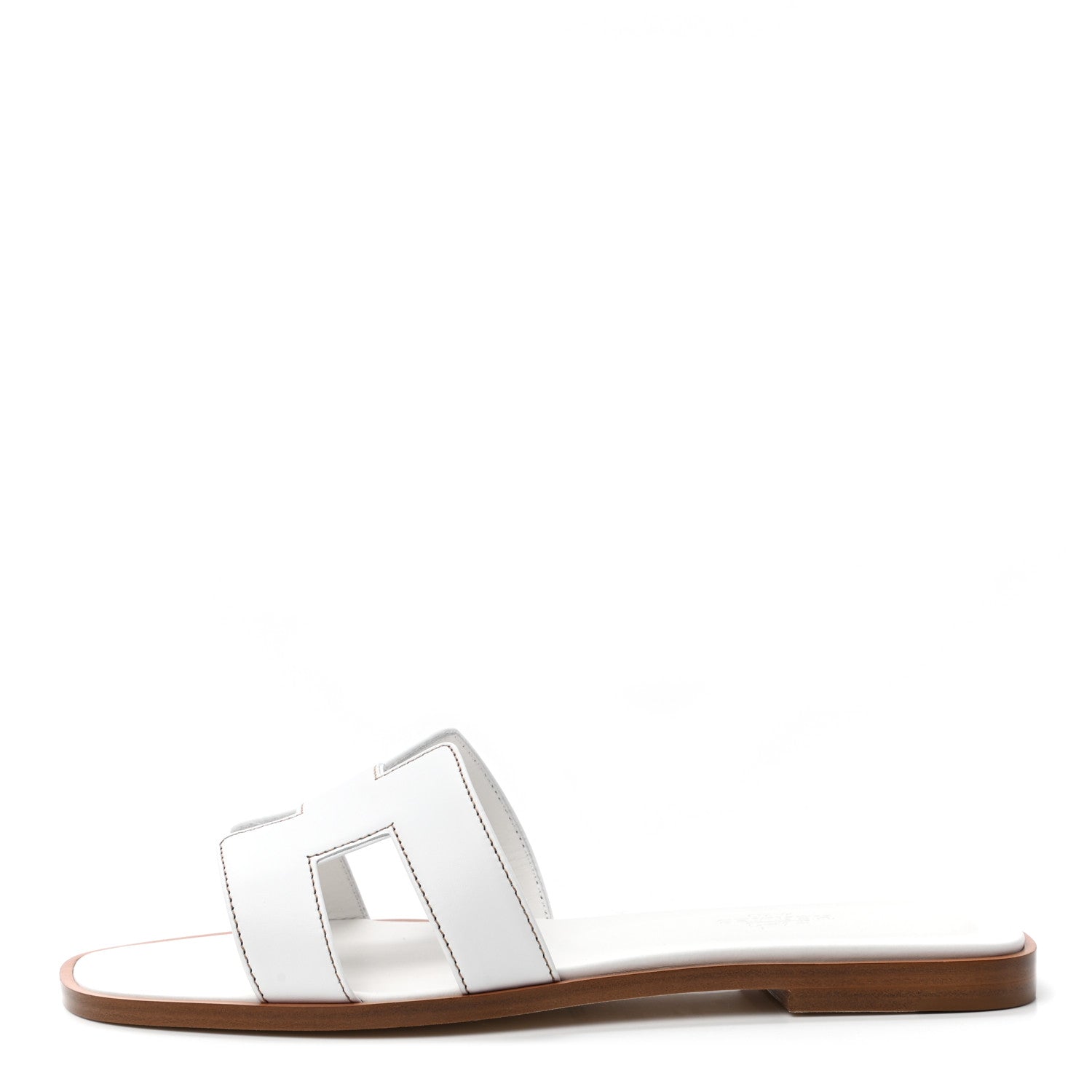 Hermes Box Calfskin Oran Sandals 37.5 White 1 of 8