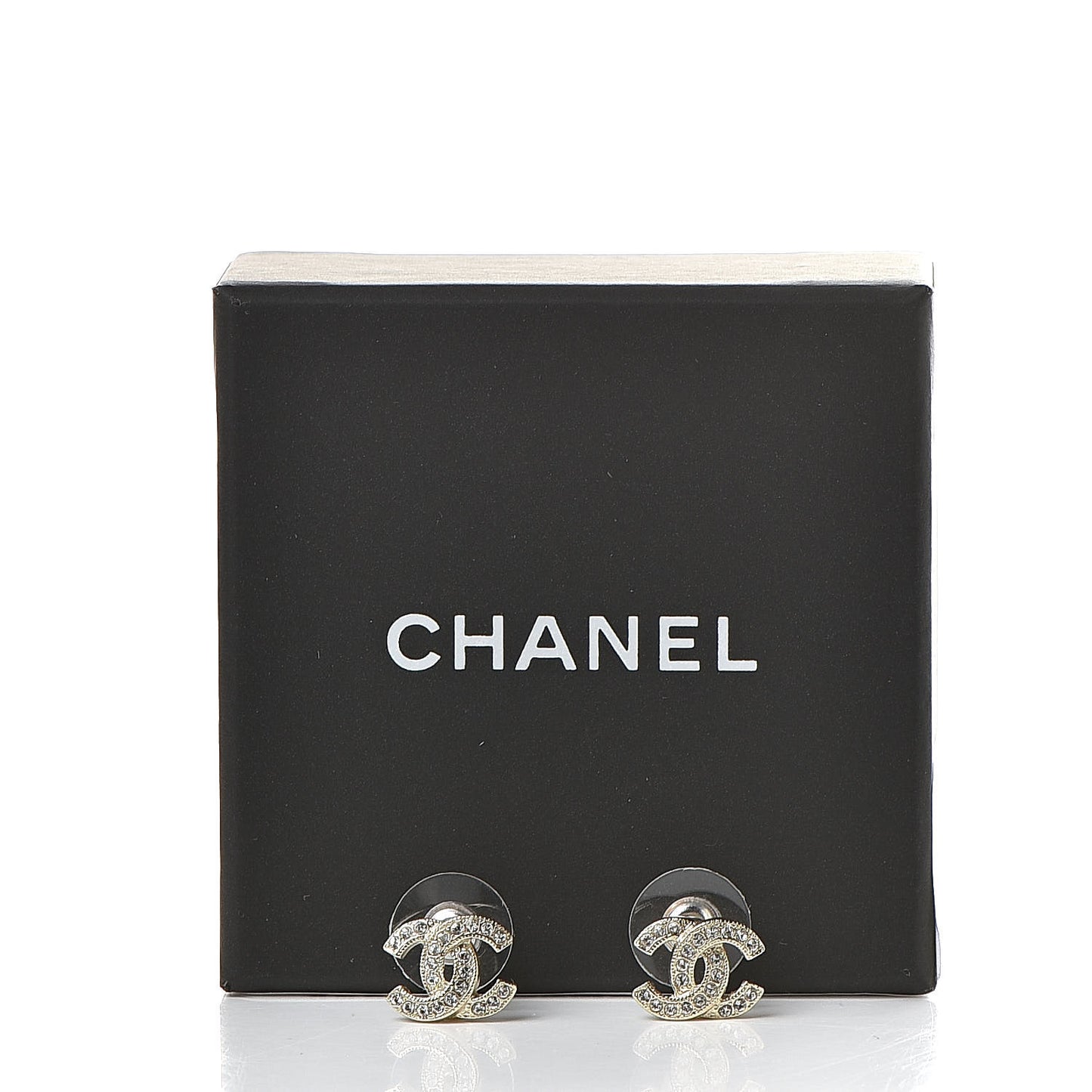 Crystal Mini CC Earrings Light Gold
