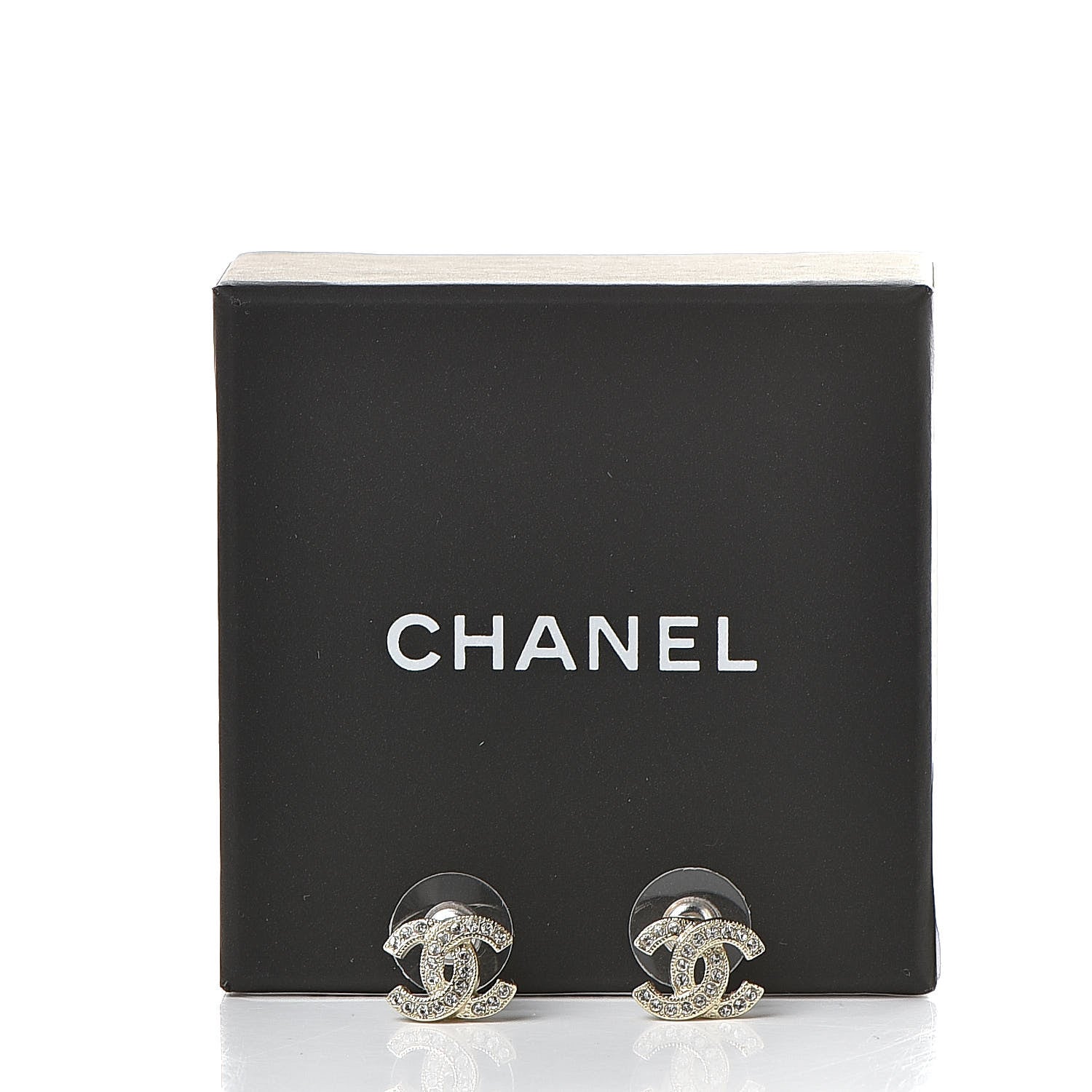 Chanel Crystal Mini CC Earrings Light Gold 5 of 5