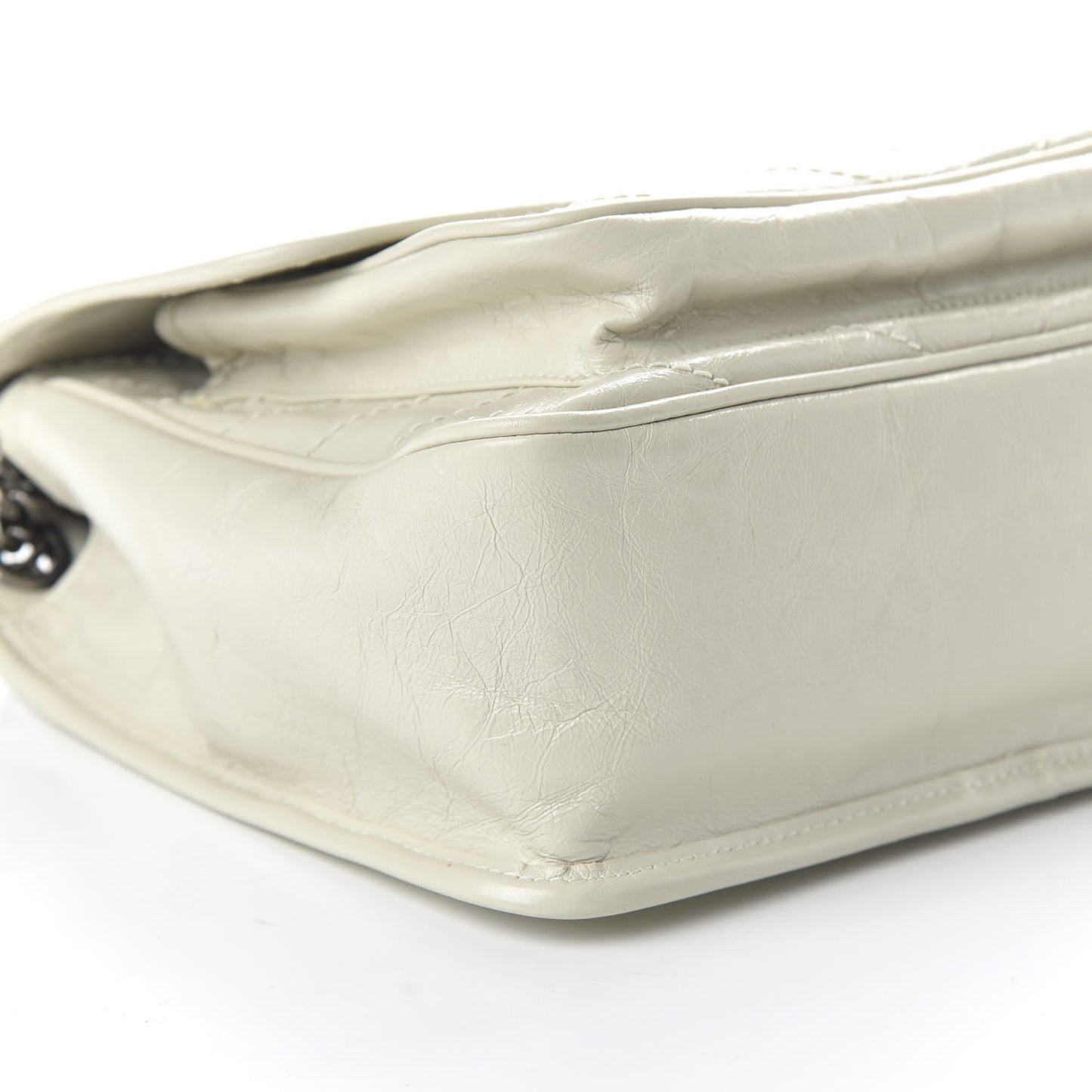 Crinkled Calfskin Matelasse Monogram Medium Niki Chain Satchel Ivory