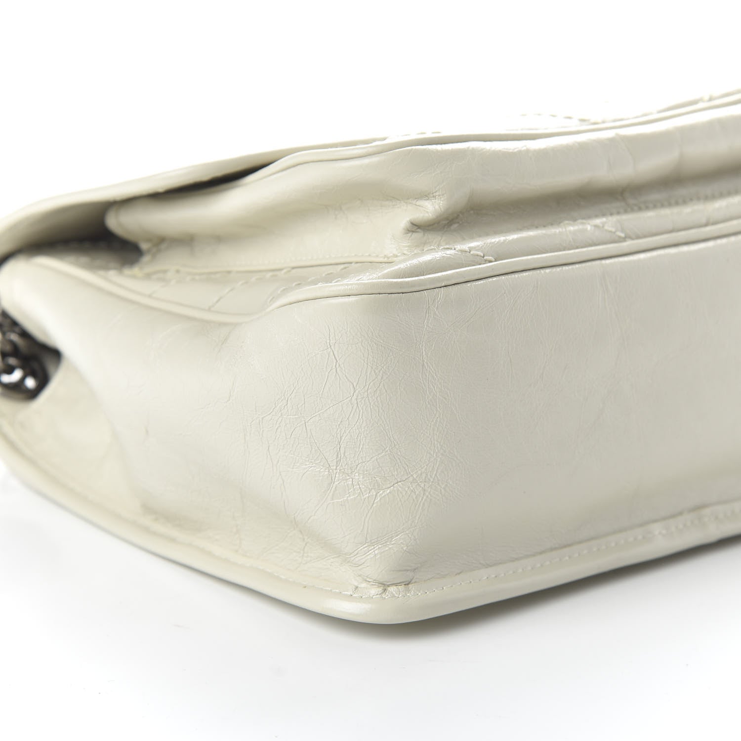Saint Laurent Crinkled Calfskin Matelasse Monogram Medium Niki Chain Satchel Ivory 6 of 9
