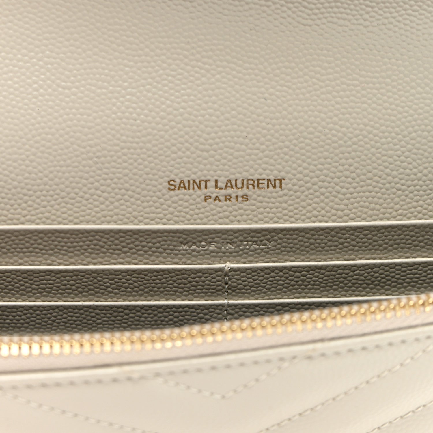 Saint Laurent Grain De Poudre Matelasse Chevron Monogram Envelope Chain Wallet Crema Soft 6 of 10
