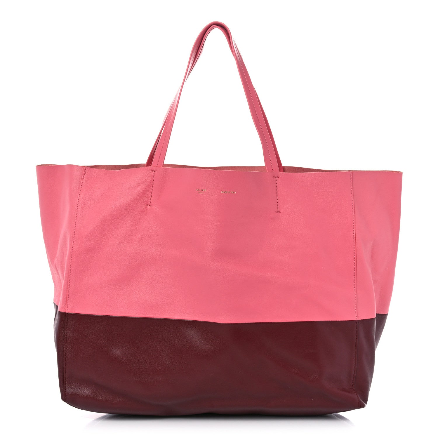 Celine Lambskin Horizontal Bi-Color Cabas Pink Rust 1 of 10