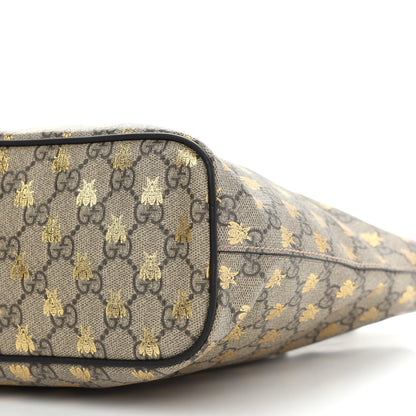 Gucci Soft GG Supreme Monogram Bees Small Crossbody Tote Beige Oro Black 9 of 9