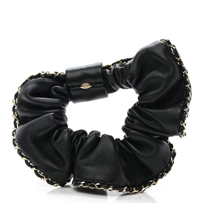 Chanel Lambskin Chain CC Hair Scrunchie Black Gold 2 of 4
