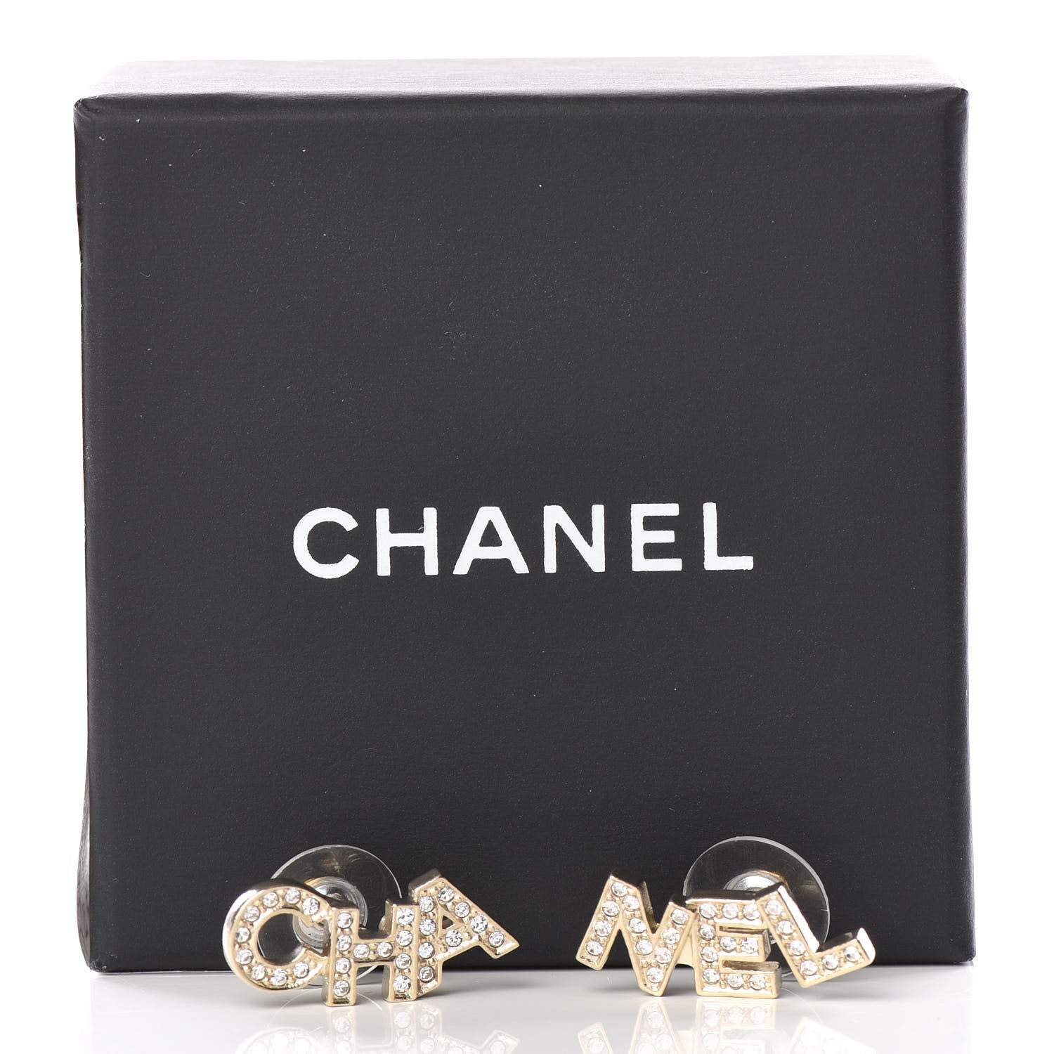 Chanel Crystal Pearl Signature Stud Earrings Gold 5 of 5