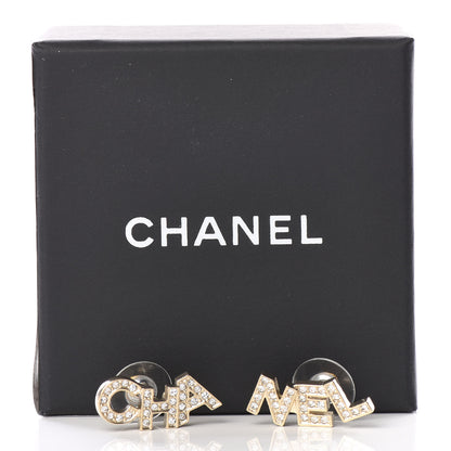 Chanel Crystal Pearl Signature Stud Earrings Gold 5 of 5