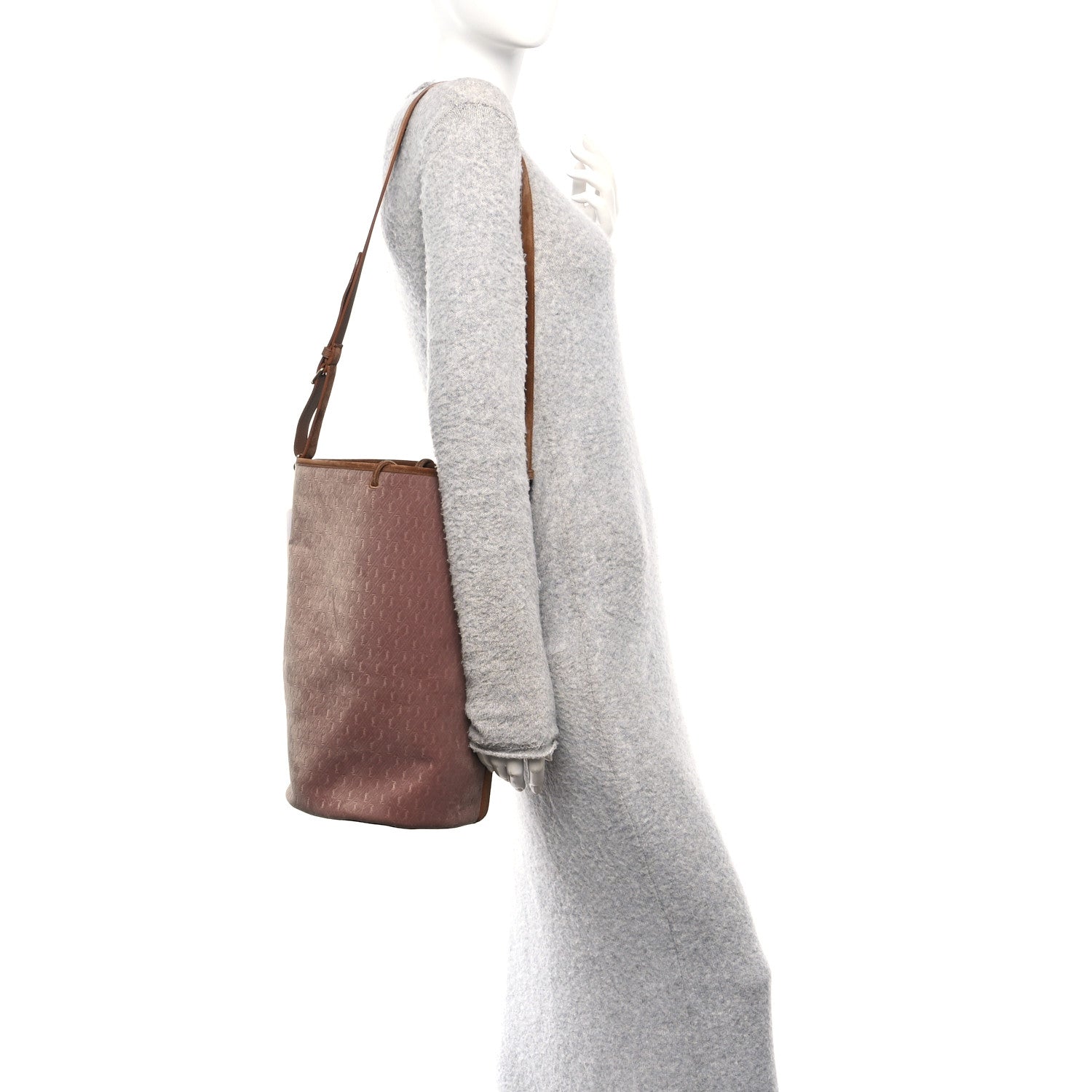 Saint Laurent Velvet Suede Le Monogramme Bucket Bag Warm Tan Red Cigar 2 of 14