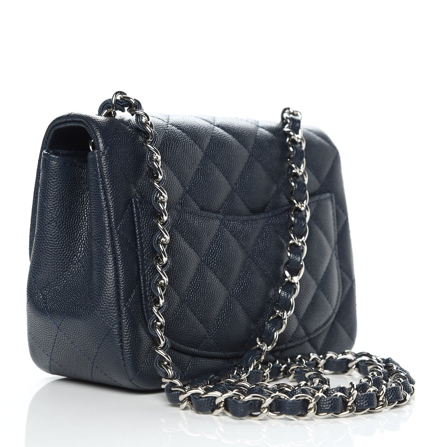 Caviar Quilted Mini Square Flap Navy