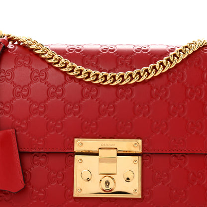 Gucci Guccissima Medium Padlock Shoulder Bag Hibiscus Red 8 of 12