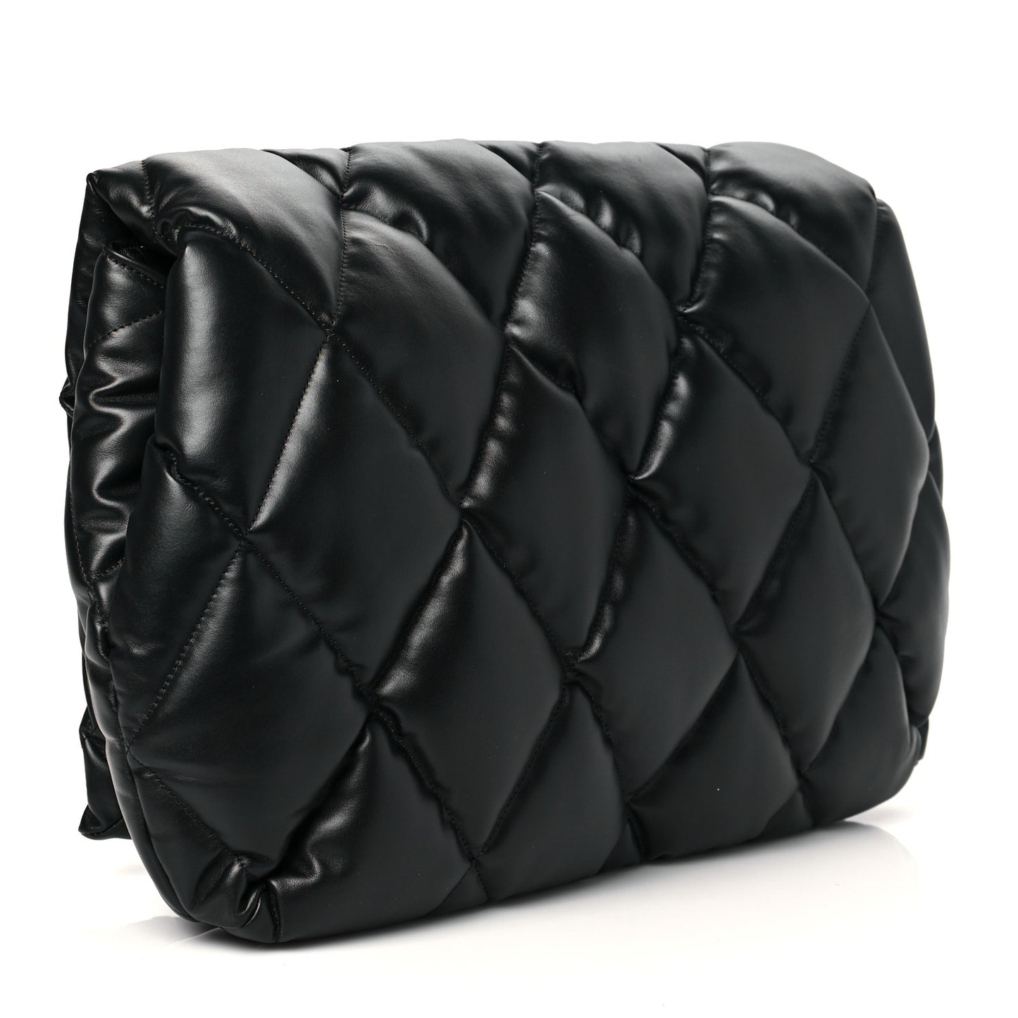 Nappa Calfskin Quilted Touch B Clutch Bag Black