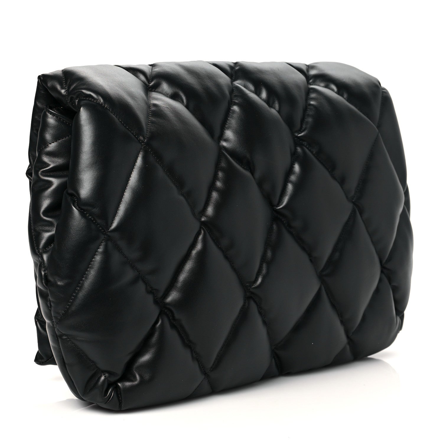 Balenciaga Nappa Calfskin Quilted Touch B Clutch Bag Black 3 of 9