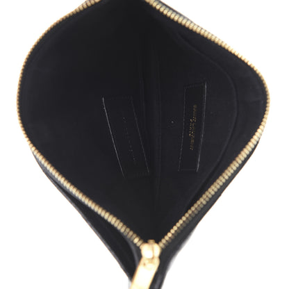 Saint Laurent Grain De Poudre Chevron Monogram Bill Pouch Black 5 of 8