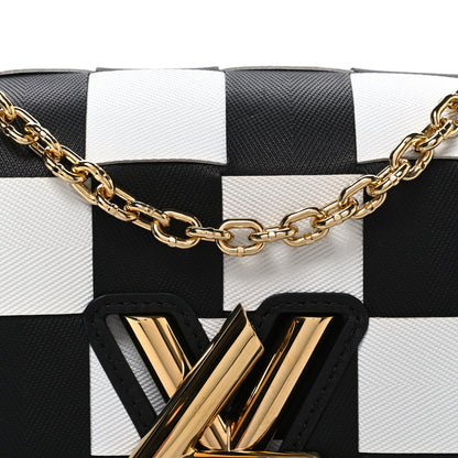 Louis Vuitton Calfskin Damier Tressage Twist Shoulder Bag MM Black White 8 of 10