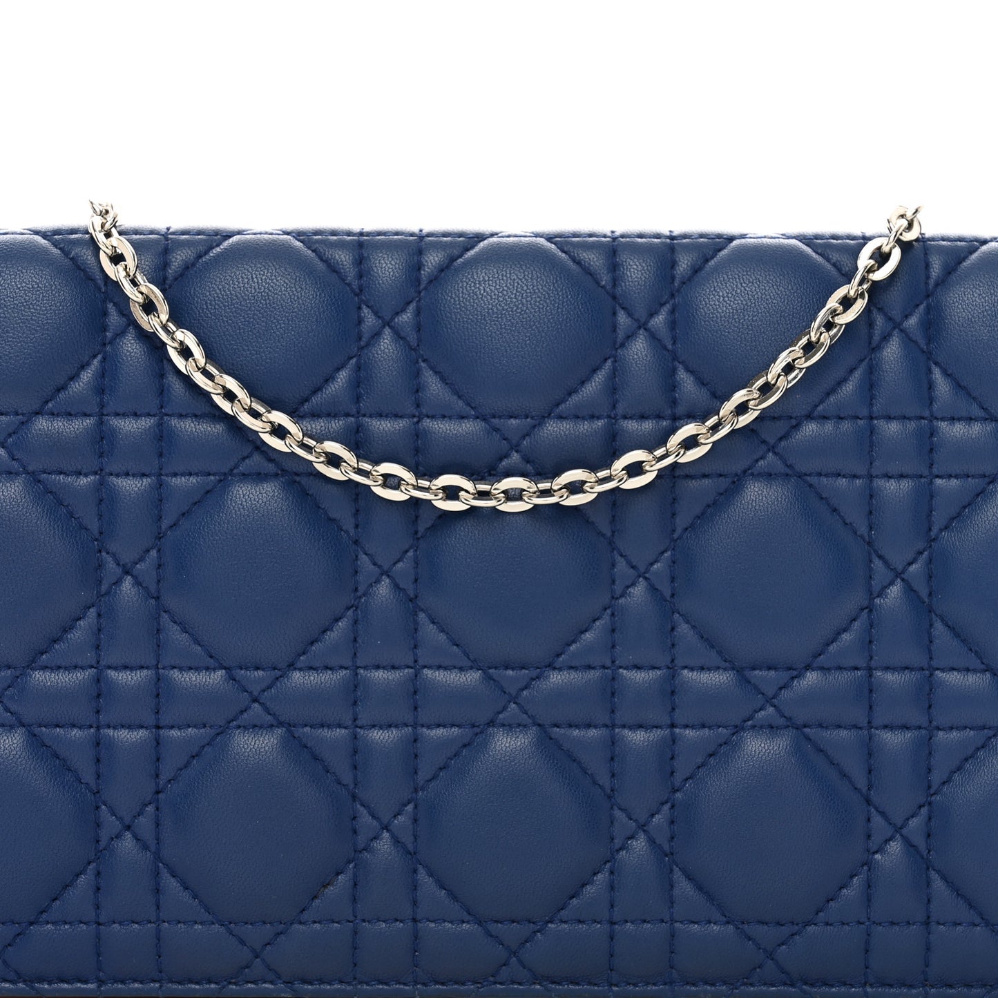 Lambskin Cannage Tri-Color Lady Dior Convertible Clutch Blue